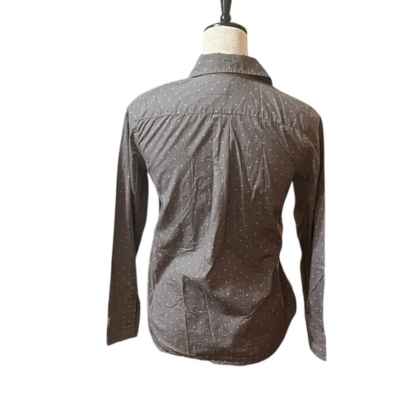 Banana Republic Gray With Pink Polka Dots Blouse - Picture 3 of 5
